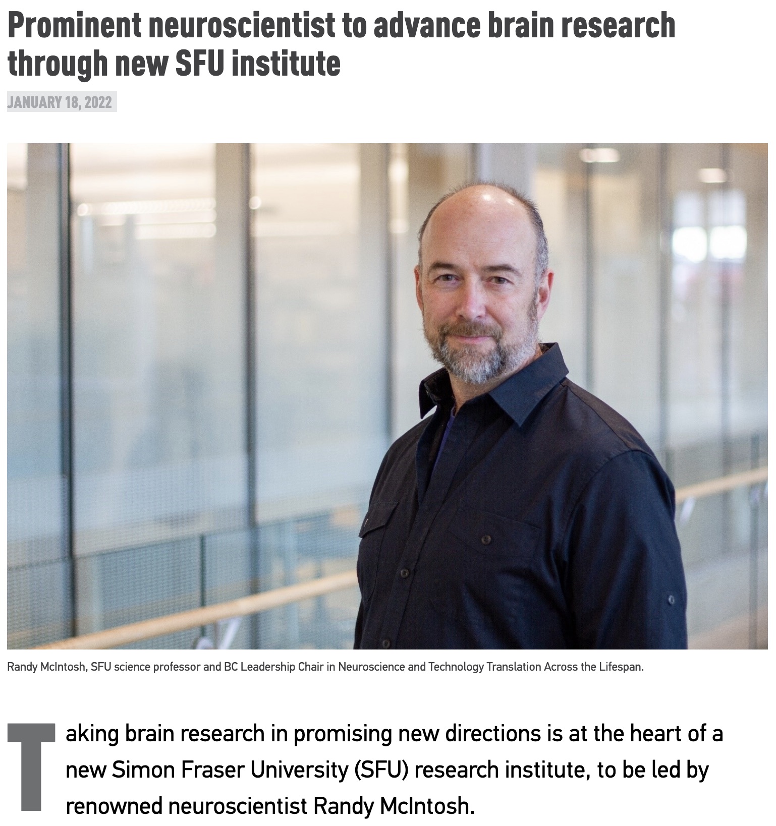 SFU article Randy McIntosh